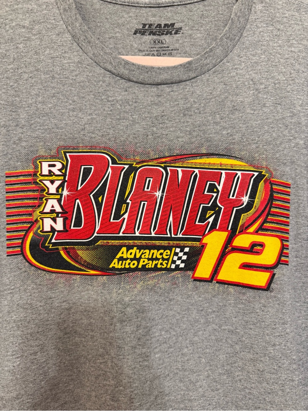Ryan Blaney #12 Team Penske Advance Auto Parts Nascar Tee Xxl Gray